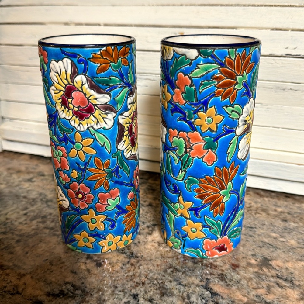 French 19th Century Longwy Vases